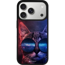 Coque iPhone 17 Pro - Silicone rigide noir Red Blue Cat Glasses