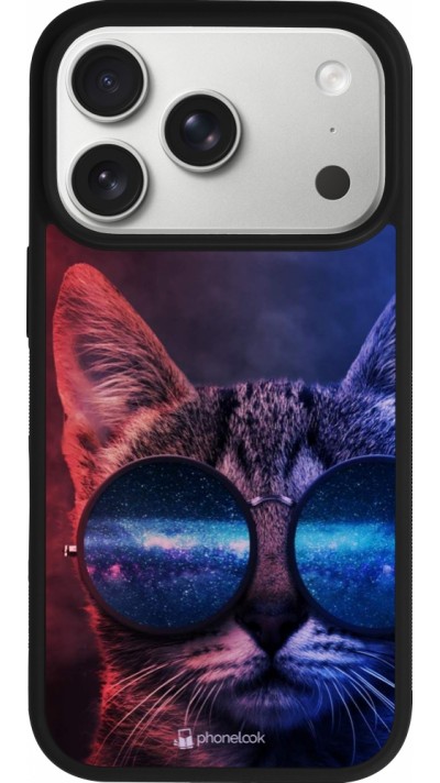 iPhone 17 Pro Case Hülle - Silikon schwarz Red Blue Cat Glasses