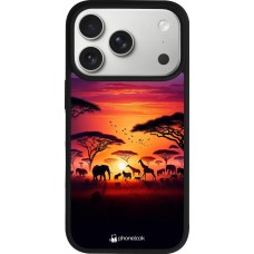 Coque iPhone 17 Pro - Silicone rigide noir Safari sunset wildlife