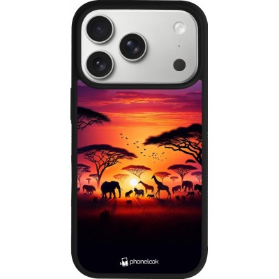 Coque iPhone 17 Pro - Silicone rigide noir Safari sunset wildlife