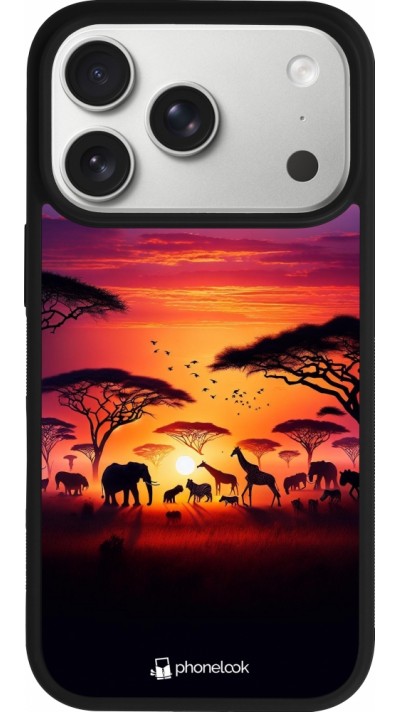 iPhone 17 Pro Case Hülle - Silikon schwarz Safari Sonnenuntergang Wildtiere