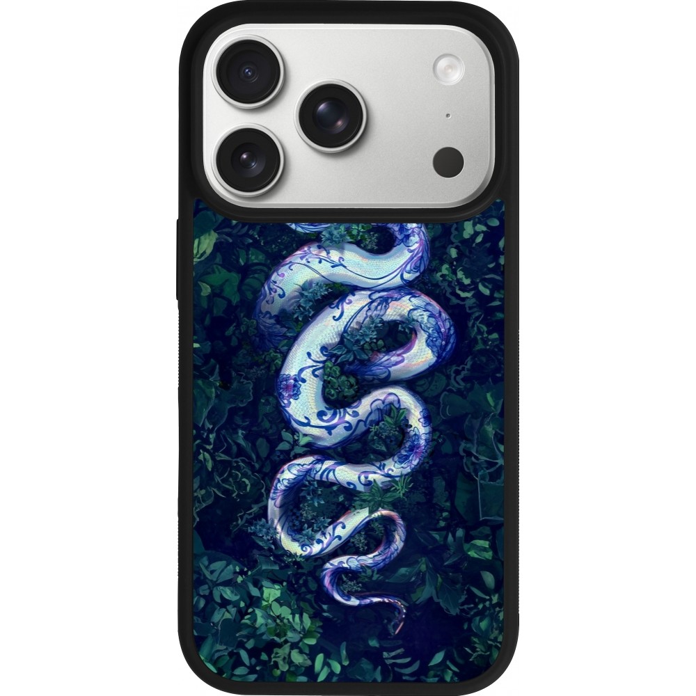 iPhone 17 Pro Case Hülle - Silikon schwarz Snake Blue Anaconda
