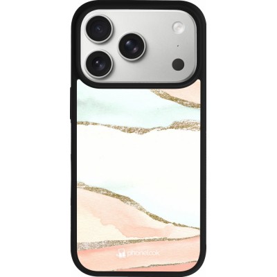 Coque iPhone 17 Pro - Silicone rigide noir Shimmering Orange