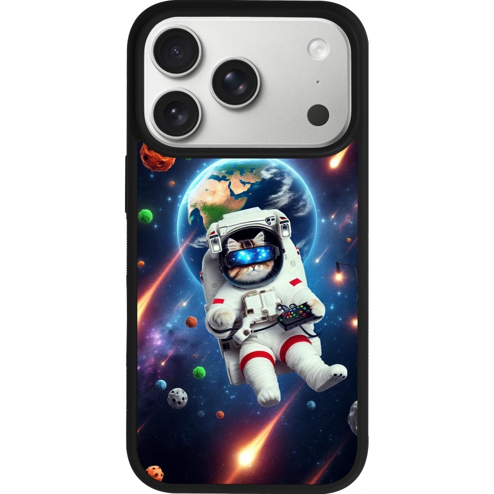 iPhone 17 Pro Case Hülle - Silikon schwarz VR SpaceCat Odyssee
