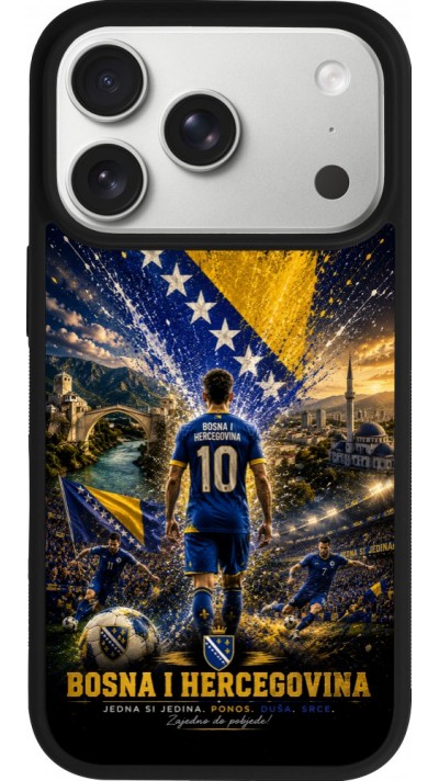 Coque iPhone 17 Pro - Silicone rigide noir Football Bosnie-Herzégovine splash 2026