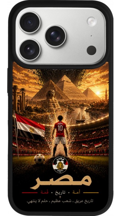 Coque iPhone 17 Pro - Silicone rigide noir Football Égypte splash 2026