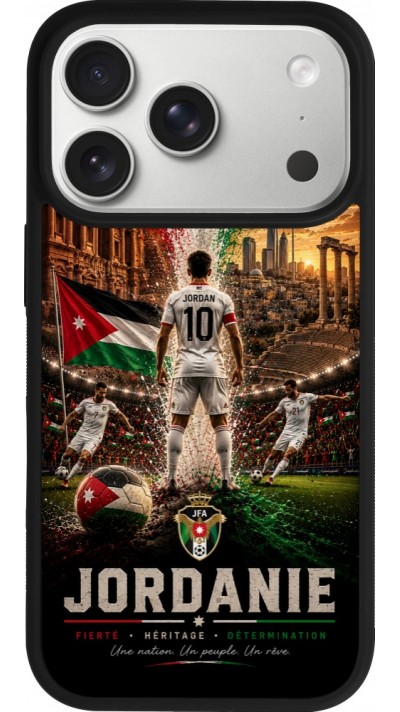Coque iPhone 17 Pro - Silicone rigide noir Football Jordanie splash 2026
