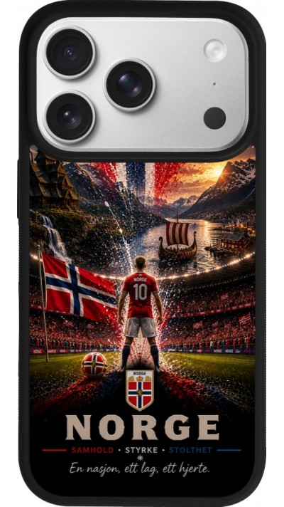Coque iPhone 17 Pro - Silicone rigide noir Football Norvège splash 2026