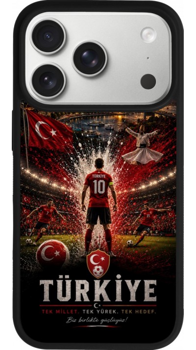 Coque iPhone 17 Pro - Silicone rigide noir Football Turquie splash 2026