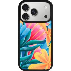 Coque iPhone 17 Pro - Silicone rigide noir Spring 23 colorful flowers