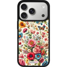 Coque iPhone 17 Pro - Silicone rigide noir Spring 25 printemps fleuri
