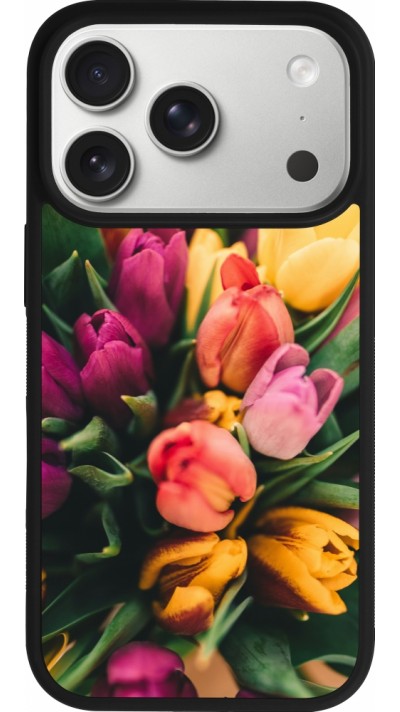 Coque iPhone 17 Pro - Silicone rigide noir Bouquet of tulips Spring 2026