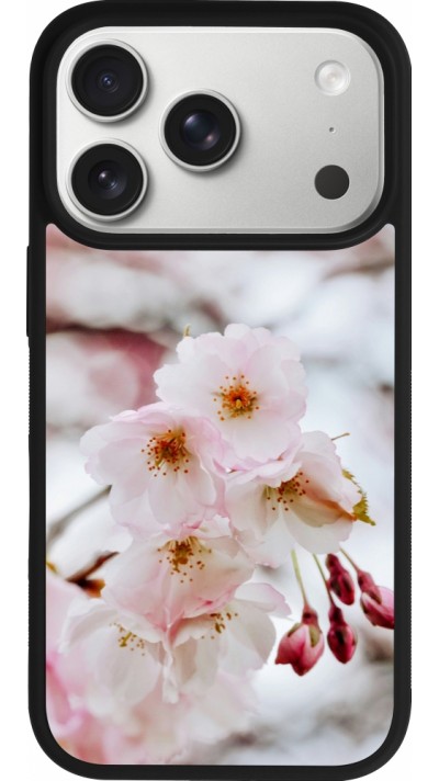 Coque iPhone 17 Pro - Silicone rigide noir Cherry tree Spring 2026