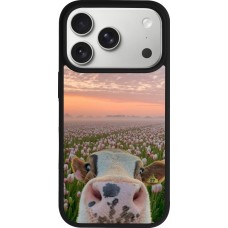 iPhone 17 Pro Case Hülle - Silikon schwarz Cow with tulips Spring 2026