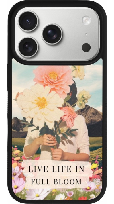 Coque iPhone 17 Pro - Silicone rigide noir Live life in full moon Spring 2026