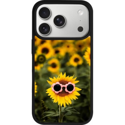 Coque iPhone 17 Pro - Silicone rigide noir Sunflower with glasses Spring 2026