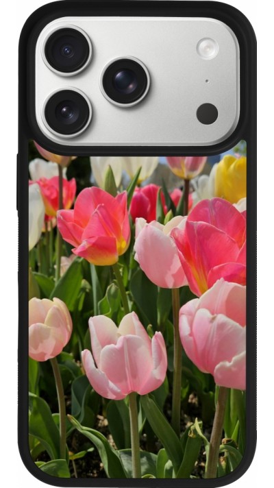 Coque iPhone 17 Pro - Silicone rigide noir Tulips Spring 2026