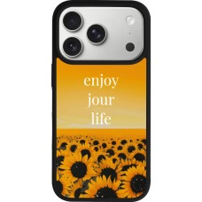 Coque iPhone 17 Pro - Silicone rigide noir Summer 2025 Enjoy your life