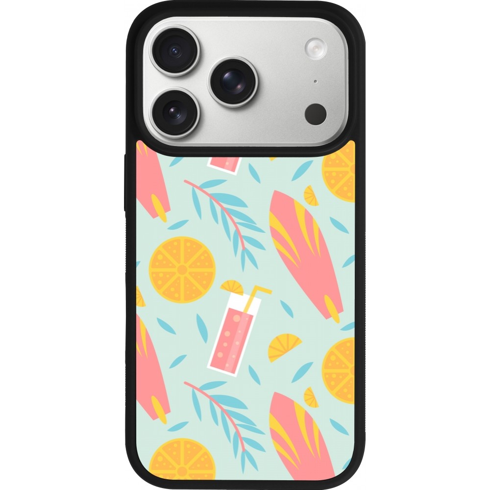 iPhone 17 Pro Case Hülle - Silikon schwarz Summer 2025 Pattern citron
