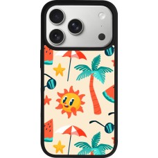 Coque iPhone 17 Pro - Silicone rigide noir Summer 2025 Pattern soleil