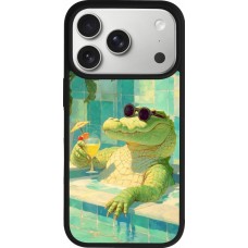 iPhone 17 Pro Case Hülle - Silikon schwarz Crocodile in the swimming pool Summer 2026