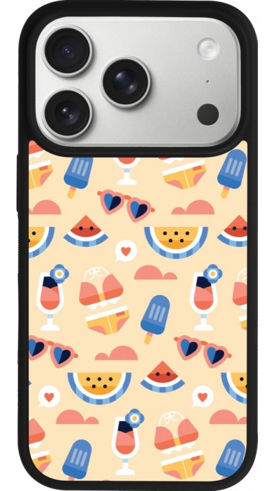 iPhone 17 Pro Case Hülle - Silikon schwarz Pattern Summer 2026