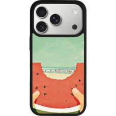 Coque iPhone 17 Pro - Silicone rigide noir Views through a watermelon Summer 2026