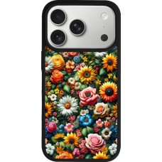 Coque iPhone 17 Pro - Silicone rigide noir Summer Floral Pattern