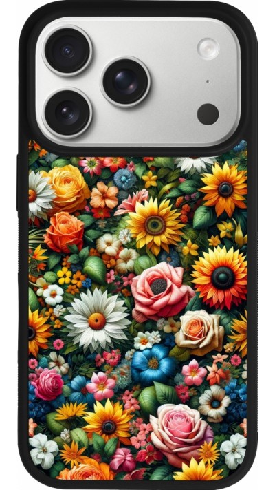 iPhone 17 Pro Case Hülle - Silikon schwarz Sommer Blumenmuster