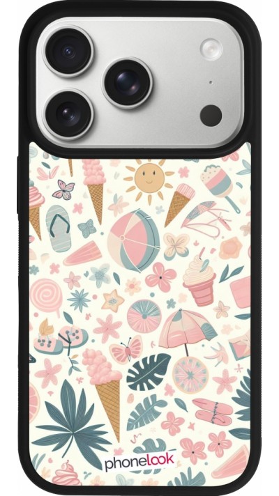 iPhone 17 Pro Case Hülle - Silikon schwarz Sommer Pink Muster