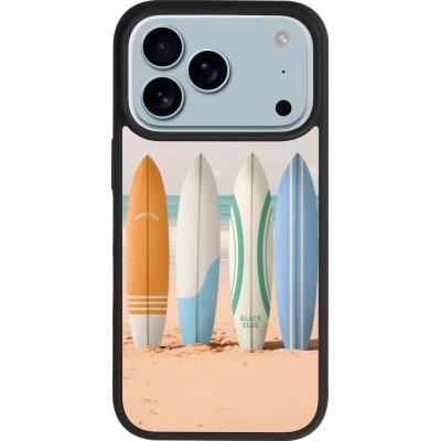 Coque iPhone 17 Pro - Silicone rigide noir Summer surfboard 2025