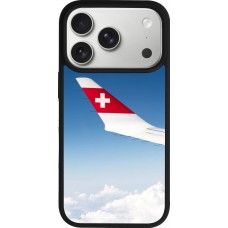 Coque iPhone 17 Pro - Silicone rigide noir Fête Nationale Suisse Sky Swiss Flag