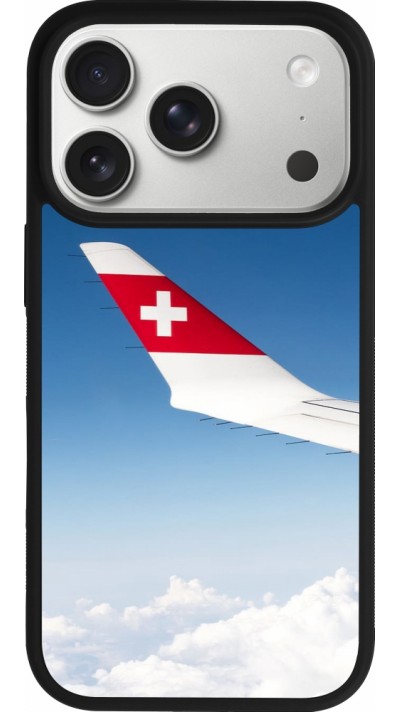 Coque iPhone 17 Pro - Silicone rigide noir Fête Nationale Suisse Sky Swiss Flag