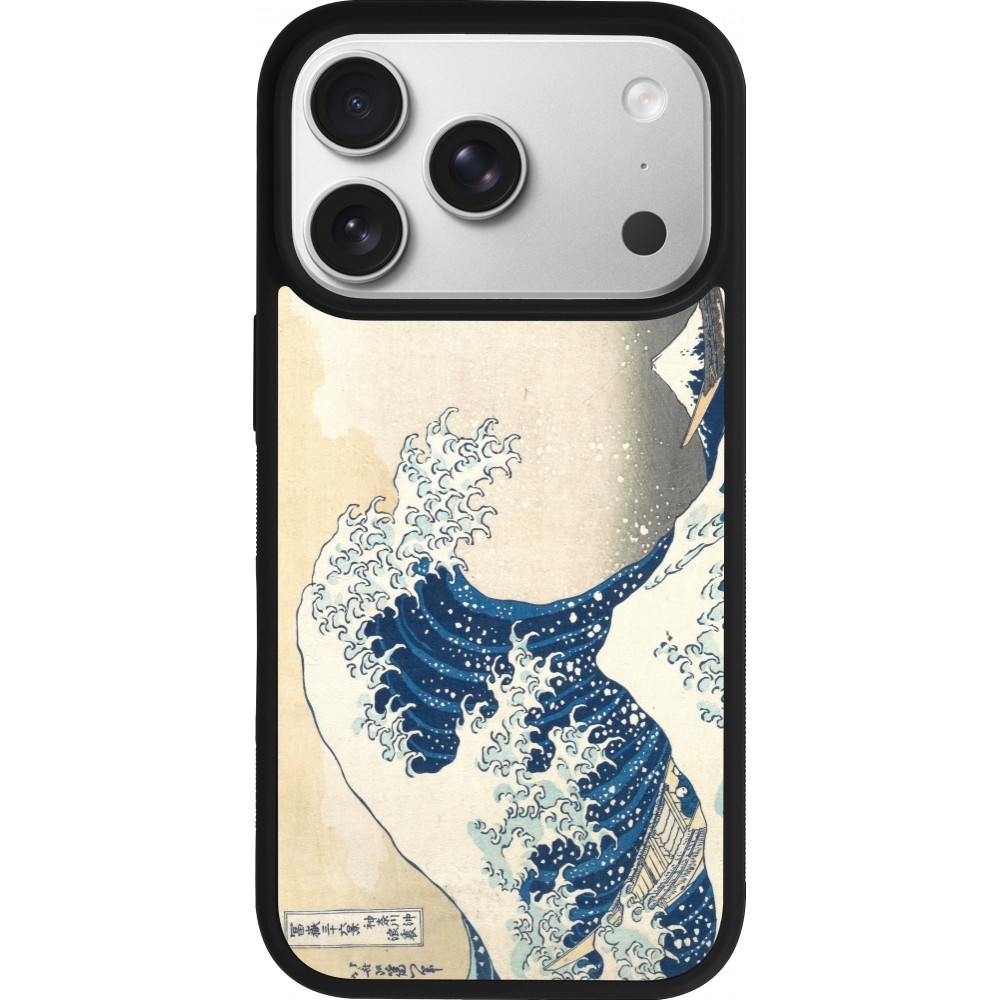 iPhone 17 Pro Case Hülle - Silikon schwarz Kunstbild - Die große Welle vor Kanagawa - Hokusai