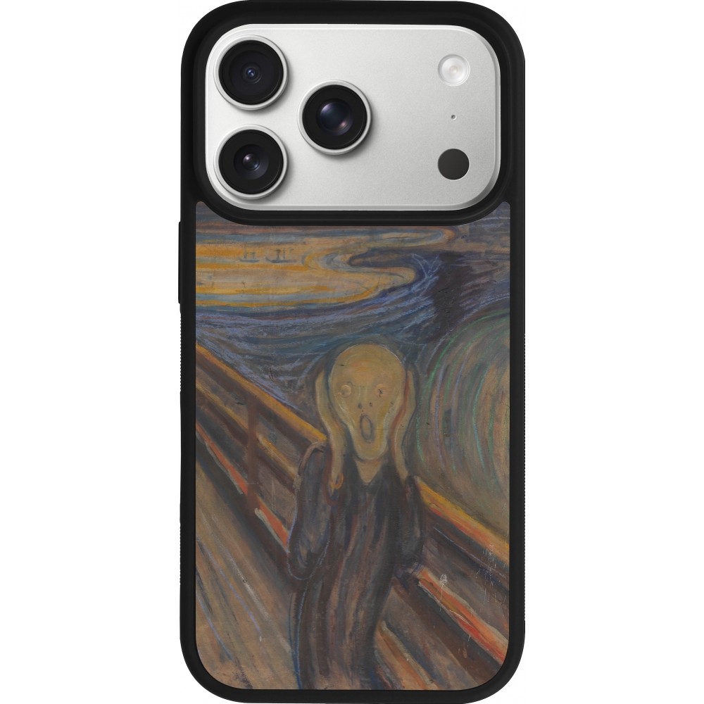 Coque iPhone 17 Pro - Silicone rigide noir Tableau art - Le Cri - Edvard Munch