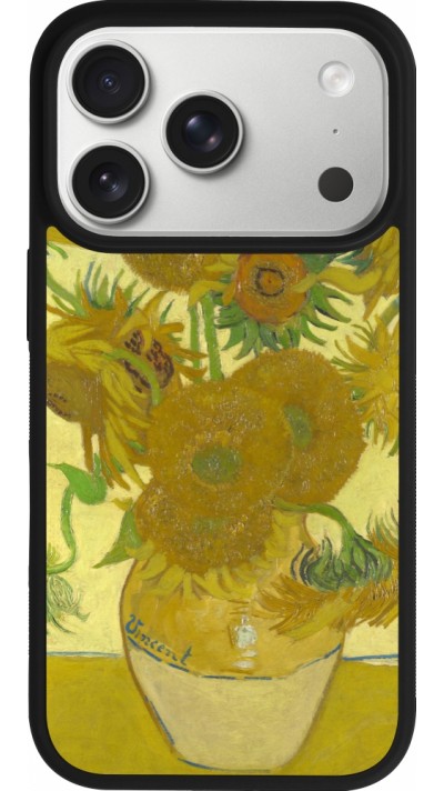 iPhone 17 Pro Case Hülle - Silikon schwarz Kunstbild - Sonnenblumen  - Van Gogh