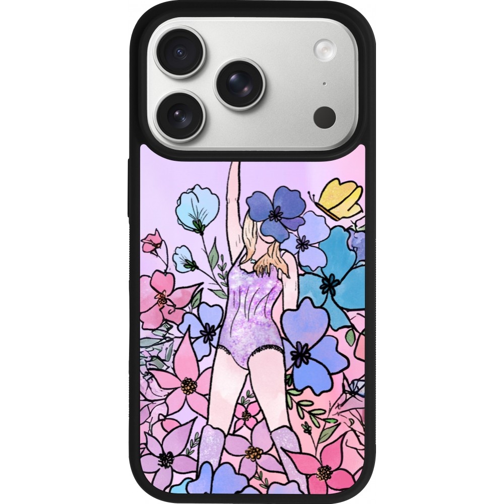 Coque iPhone 17 Pro - Silicone rigide noir Taylor Swift Sketch - Pink