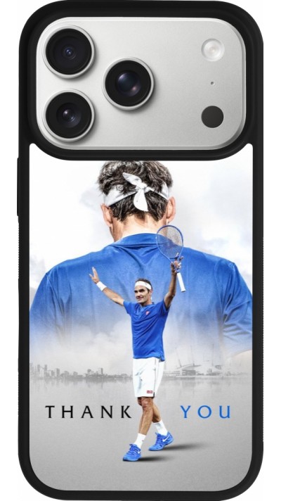 Coque iPhone 17 Pro - Silicone rigide noir Thank you Roger