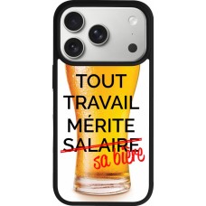 Coque iPhone 17 Pro - Silicone rigide noir Tout travail mérite sa bière