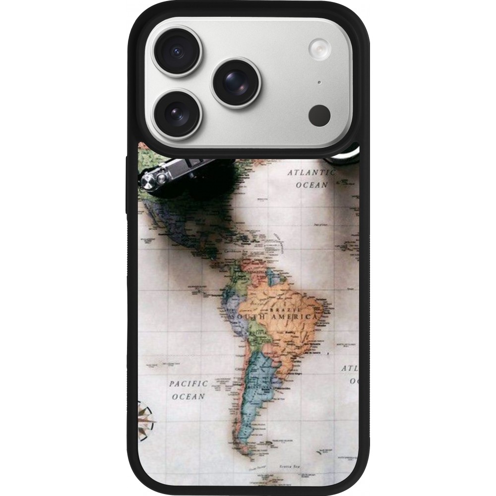 Coque iPhone 17 Pro - Silicone rigide noir Travel 01