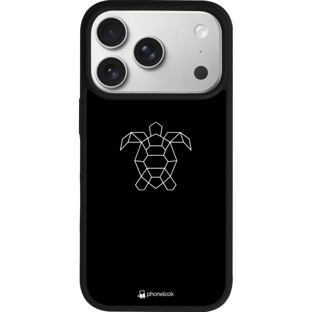 Coque iPhone 17 Pro - Silicone rigide noir Turtles lines on black