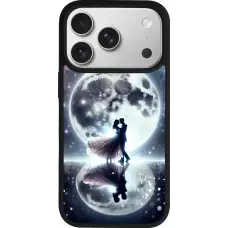 Coque iPhone 17 Pro - Silicone rigide noir Valentine 2024 Love under the moon