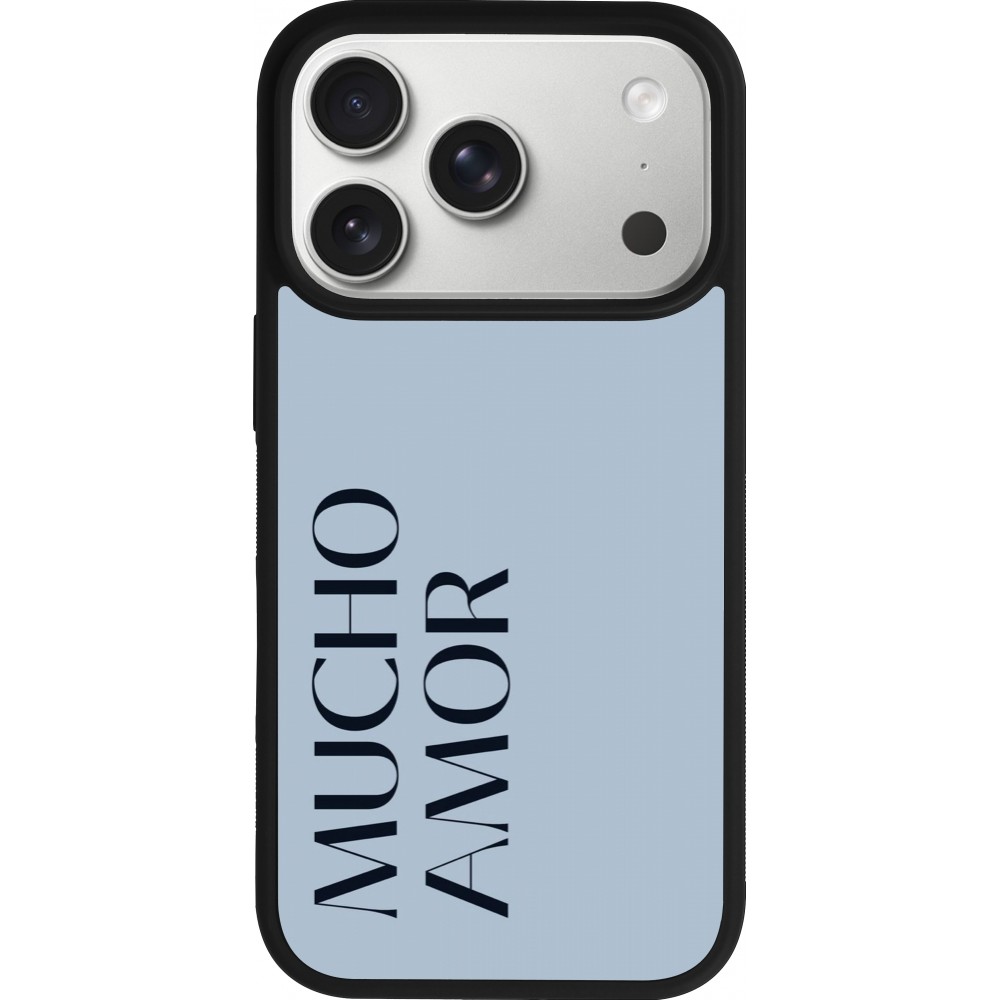 iPhone 17 Pro Case Hülle - Silikon schwarz Valentine 2024 mucho amor azul