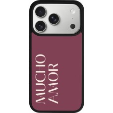 Coque iPhone 17 Pro - Silicone rigide noir Valentine 2024 mucho amor rosado