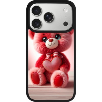iPhone 17 Pro Case Hülle - Silikon schwarz Valentin 2024 Rosaroter Teddybär