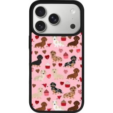 Coque iPhone 17 Pro - Silicone rigide noir Valentine 2024 puppy love
