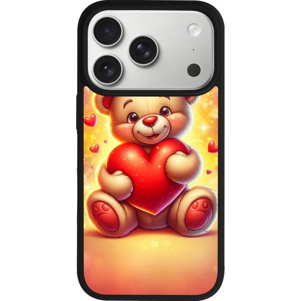 iPhone 17 Pro Case Hülle - Silikon schwarz Valentin 2024 Teddy Liebe