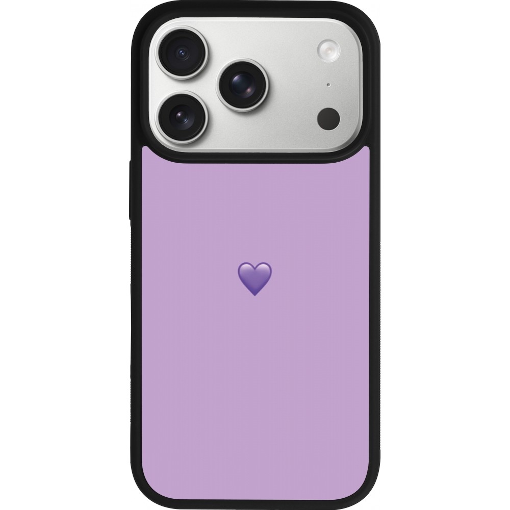 Coque iPhone 17 Pro - Silicone rigide noir Valentine 2023 purpule single heart