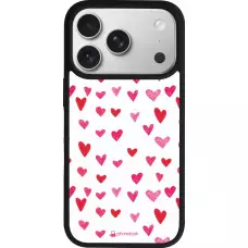 Coque iPhone 17 Pro - Silicone rigide noir Valentine 2022 Many pink hearts