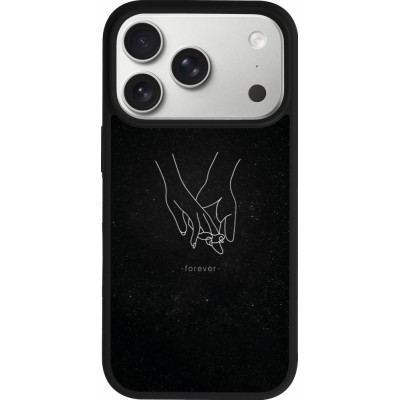 Coque iPhone 17 Pro - Silicone rigide noir Valentine 2023 hands forever